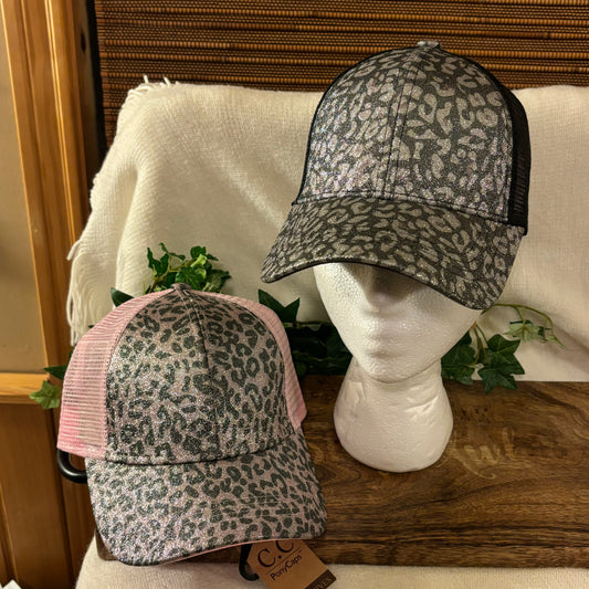 C.C® Cheetah Print Ponytail Baseball Cap