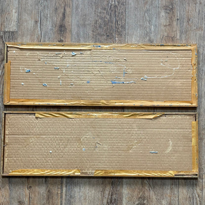 Pair of Framed Panoramic Prints Featuring Architectural Sketches of Historic Texas