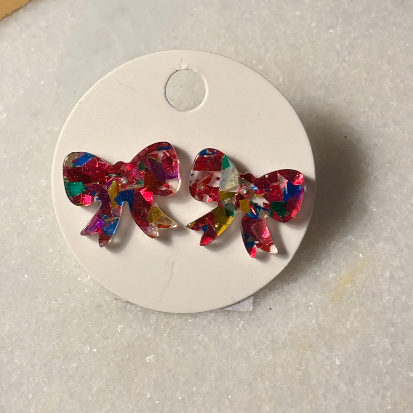 Acrylic Bow Post Back Earrings