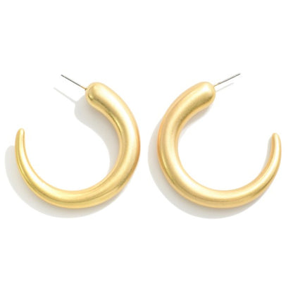 Worn Gold Tapered Drop Hoop Earring