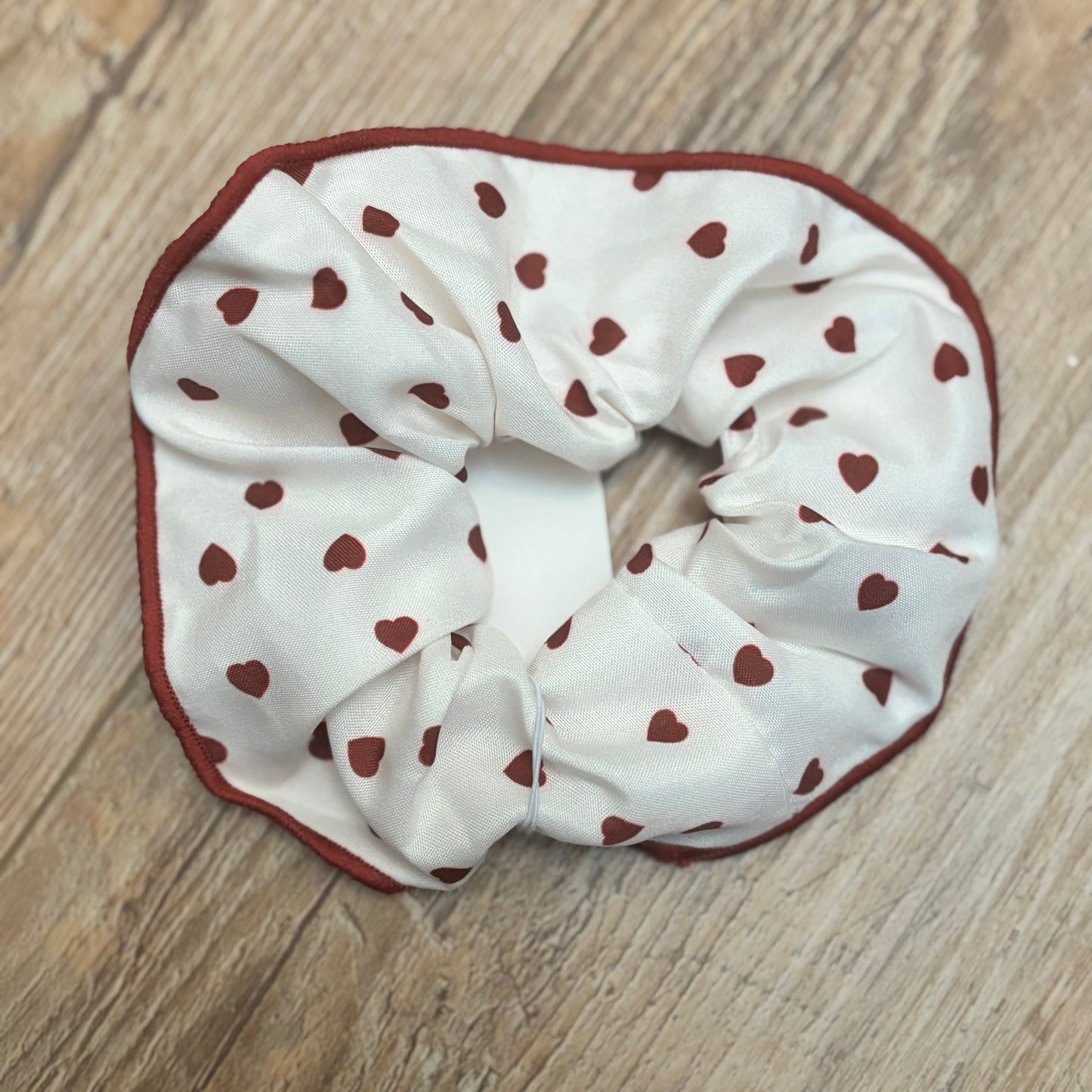 Red and White Printed Hair Scrunchie