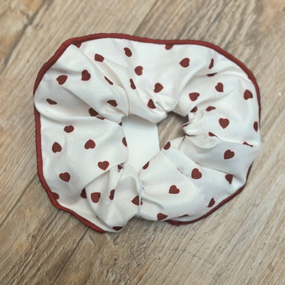 Red and White Printed Hair Scrunchie