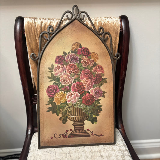 Vintage Floral Wall Decor in Metal