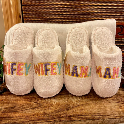 ComfyLuxe Ladies Slide On Slippers • MAMA ~ WIFEY