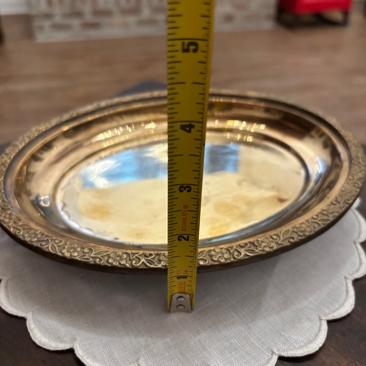Solid Brass Footed Tray 9” x 7.5”