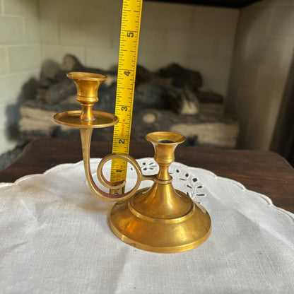 Vintage Delgif Brass Double Candlestick Holder - India