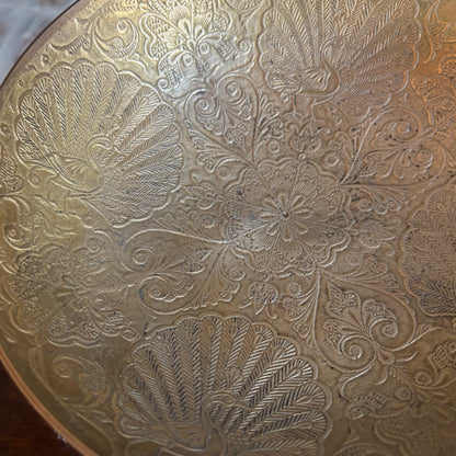 Solid Brass Peacock Etched Bowl or Floral Etched Bowl