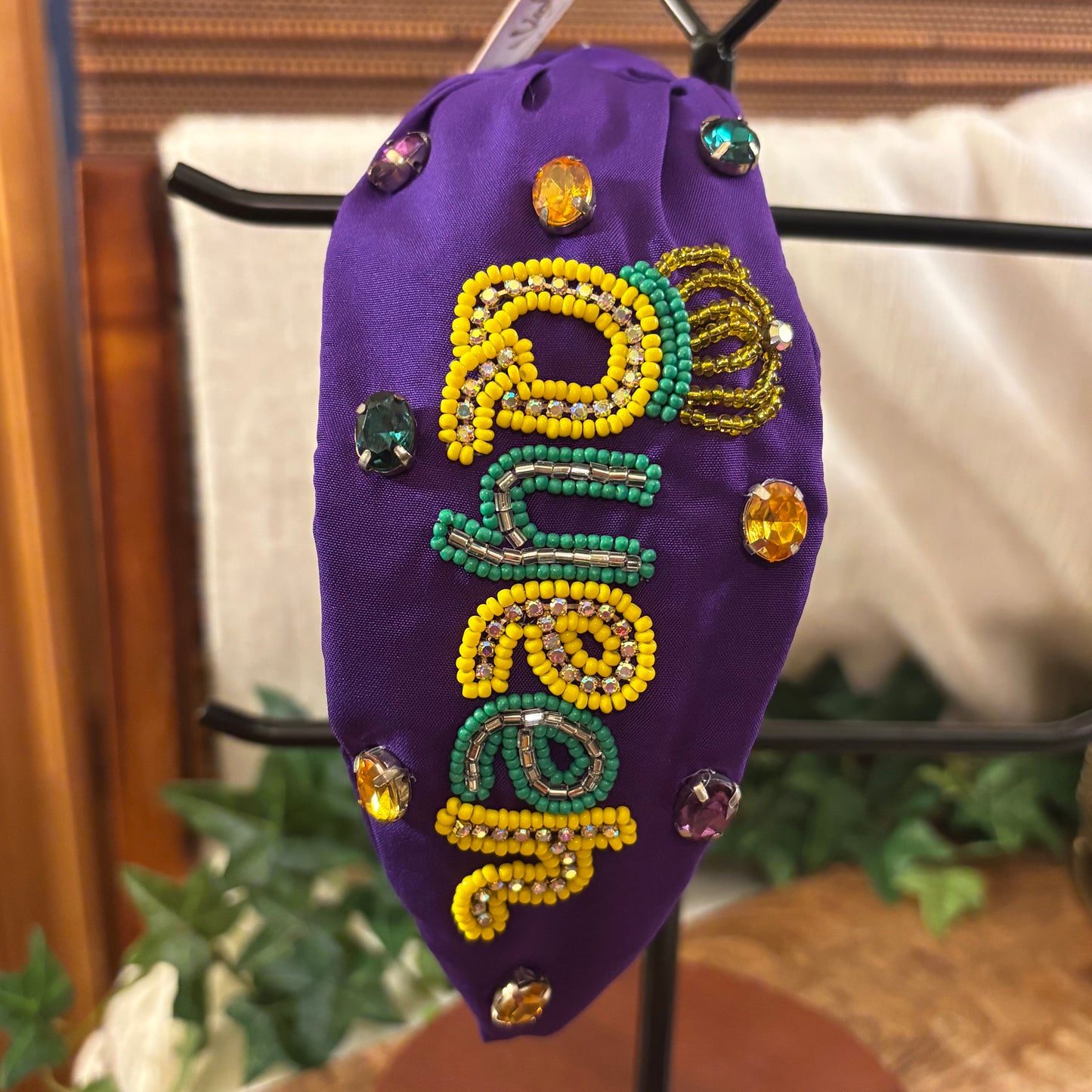 Mardi Gras Top Knot Headband with Sequins