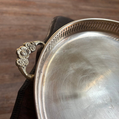 Brass Tray with Floral Embossed Handles