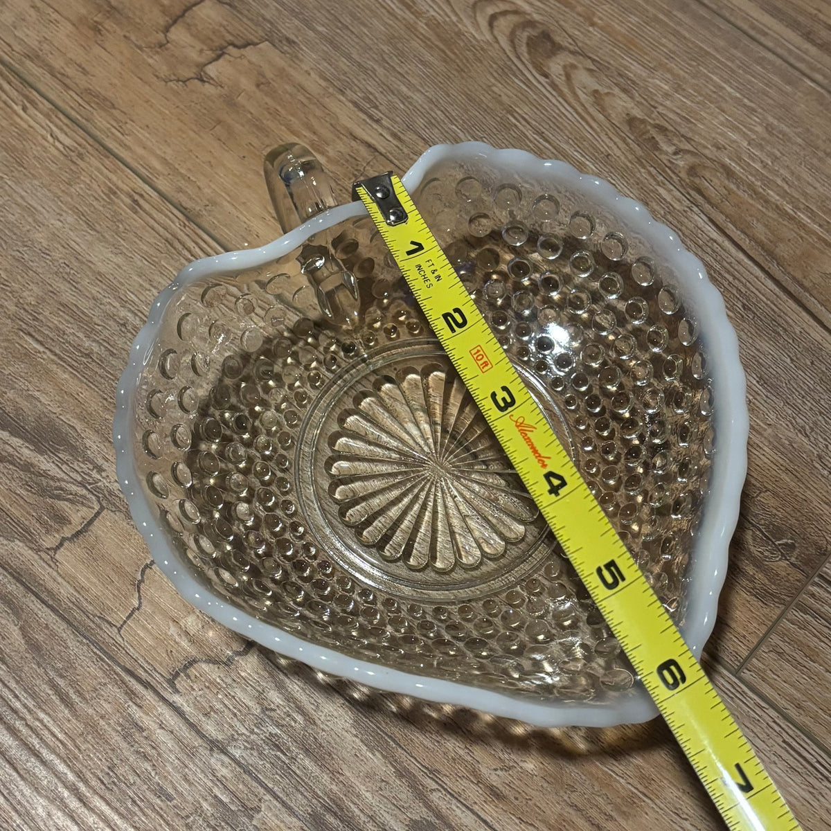 1940’s Moonstone Clear Opalescent Heart Bonbon Dish