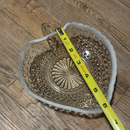 1940’s Moonstone Clear Opalescent Heart Bonbon Dish