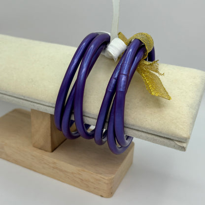 Jelly Bangle Bracelet Stacks Purple Matte Finish