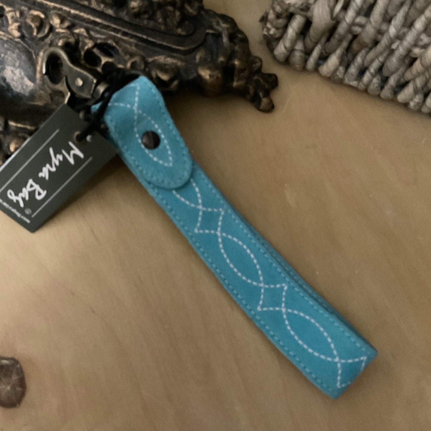 RODEO Rose Leather Key Fob in Blue