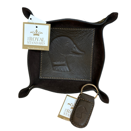 Duck Leather Embossed Valet Tray • Dark Brown • Duck Leather Embossed Keychain Dark Brown