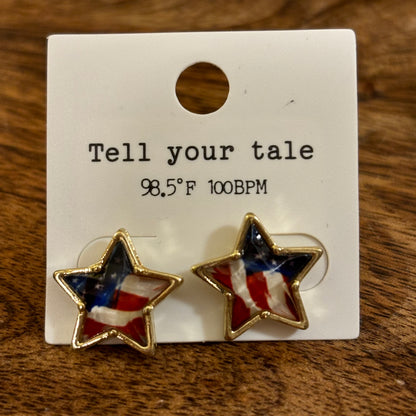 USA 🇺🇸 American Flag or Patriotic Blue Stud Earrings