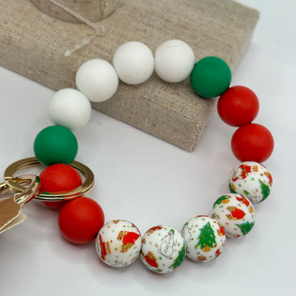 Christmas Chunky Silicone Bead Key Ring