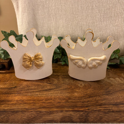 Crown Trinket Dish made of Wood Painted and Distressed with Gold Embellishments