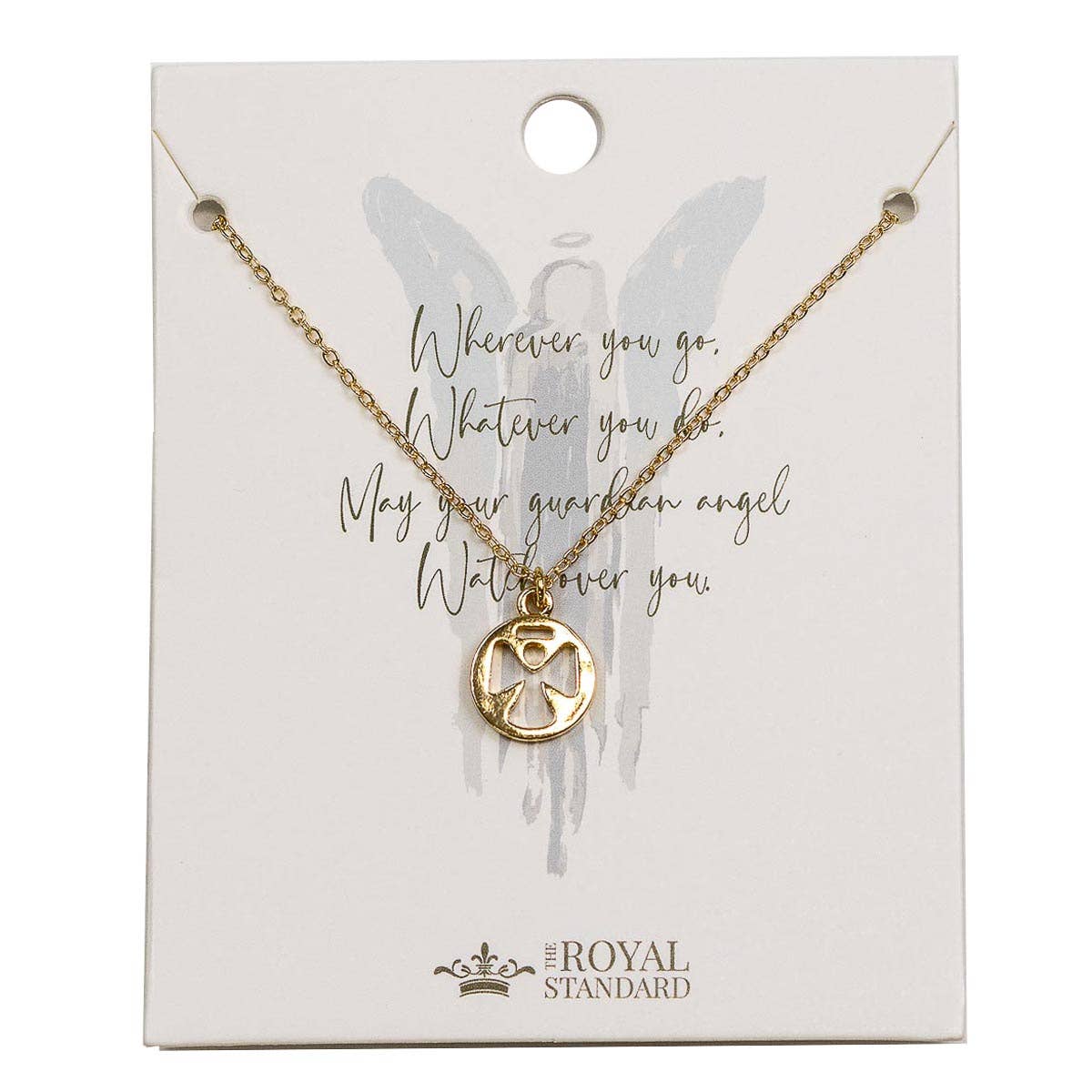 Guardian Angel Necklace   Gold   16"
