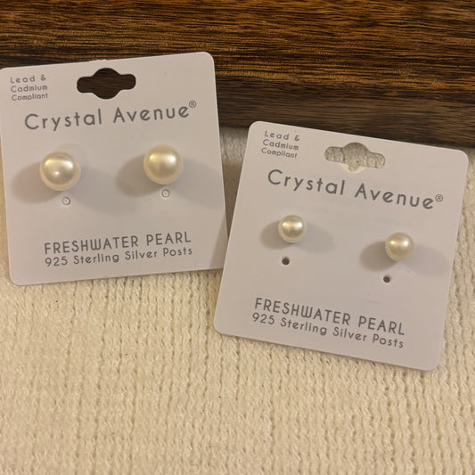 Ivory Pearl Post Back Earrings 9mm or 5mm