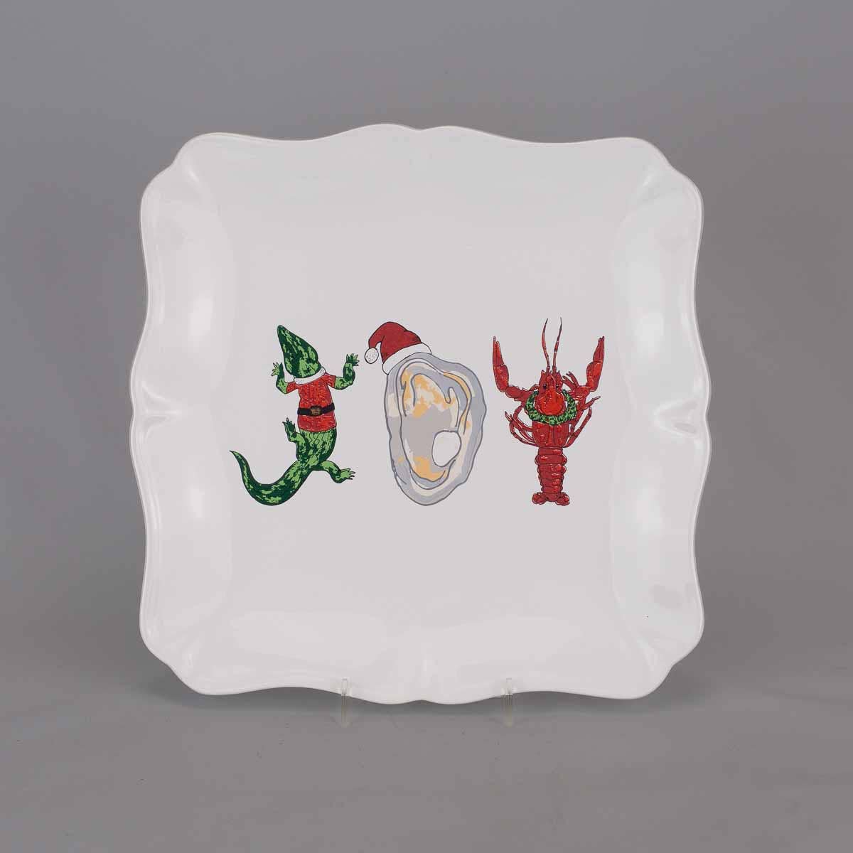 Cajun Joy Square Platter   White/Multi 11.5x11.5