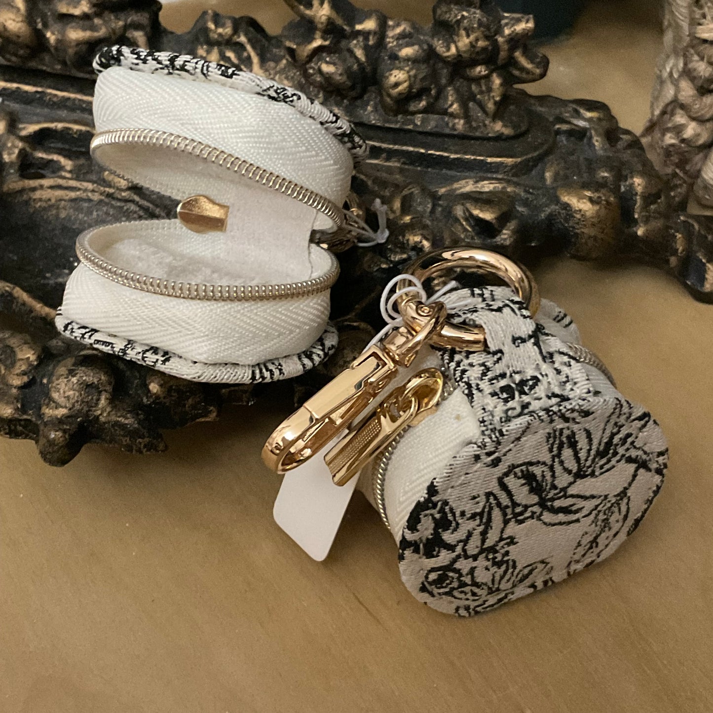 Keychain with Zippered Jewelry Pouch
