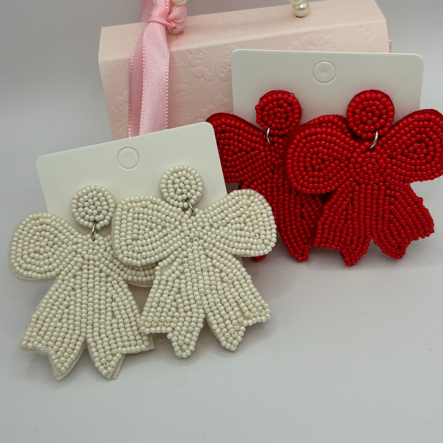 Bow Statement Earrings in Red or White