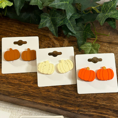 Fall Pumpkin Post Back Earrings