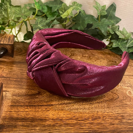 Satin Top Knot Headband - Purple