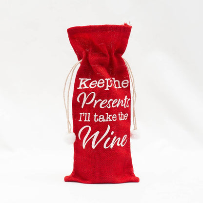 Keep the Presents Wine Bag Red/White