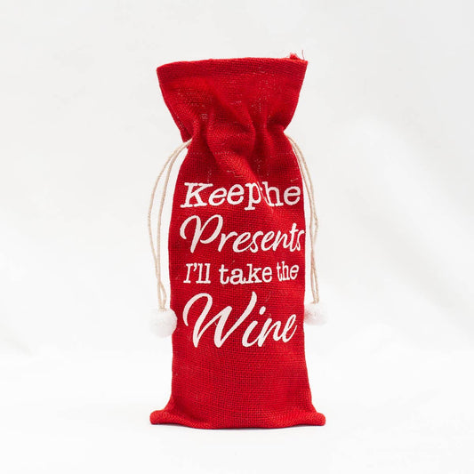 Keep the Presents Wine Bag Red/White