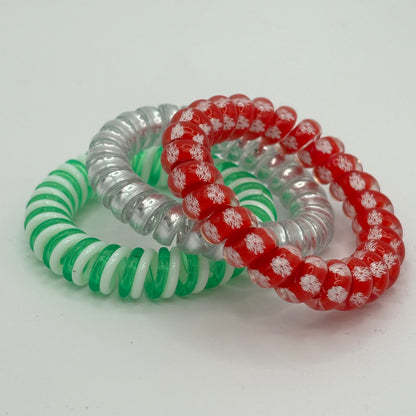 Christmas: Large Coil Ponytail Holders Set of 3