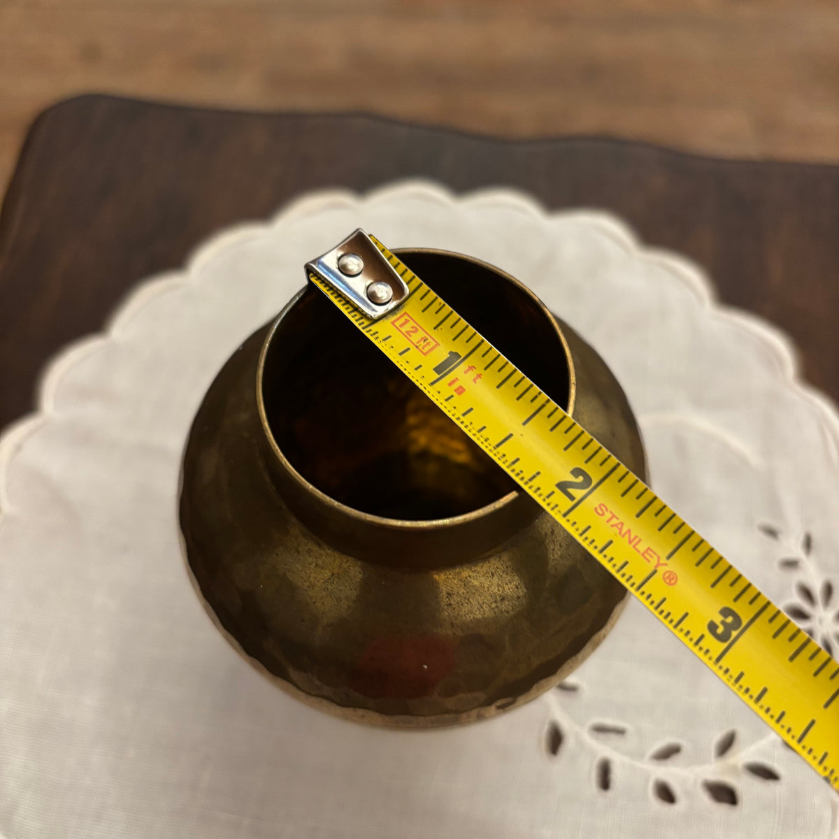 Hammered Solid Brass Vase 5”