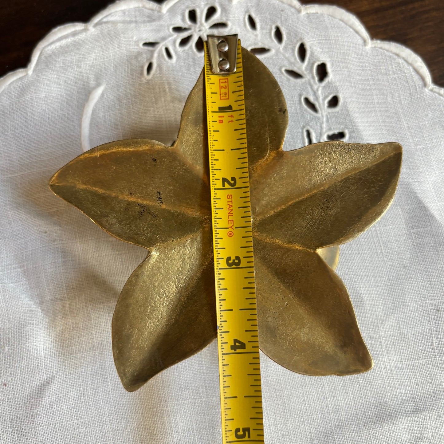 Vintage Brass Lotus Flower Candle Holder • Made In India