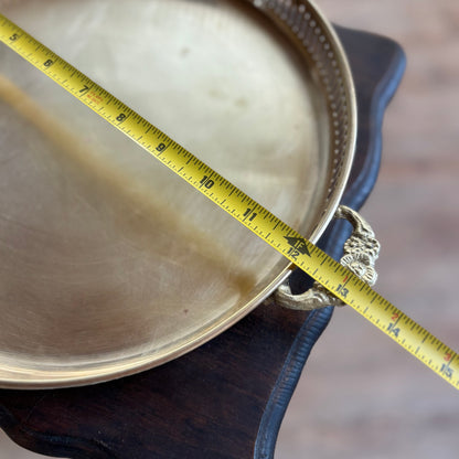 Brass Tray with Floral Embossed Handles