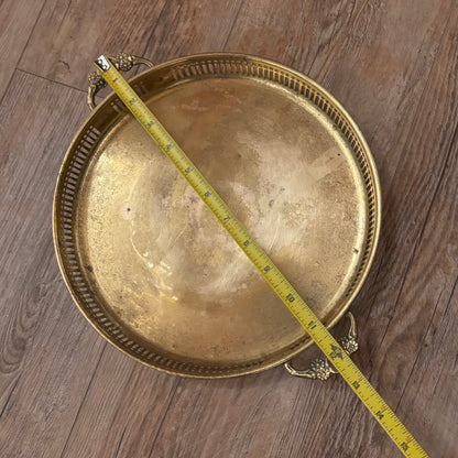 Brass Tray with Floral Embossed Handles • 3 sizes