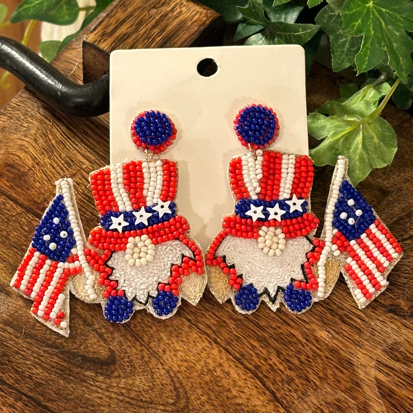 USA Seed Bead Statement Earrings