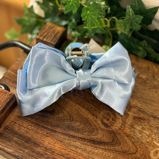 Pink or Blue Bow Hair Claw Clip 4.5”