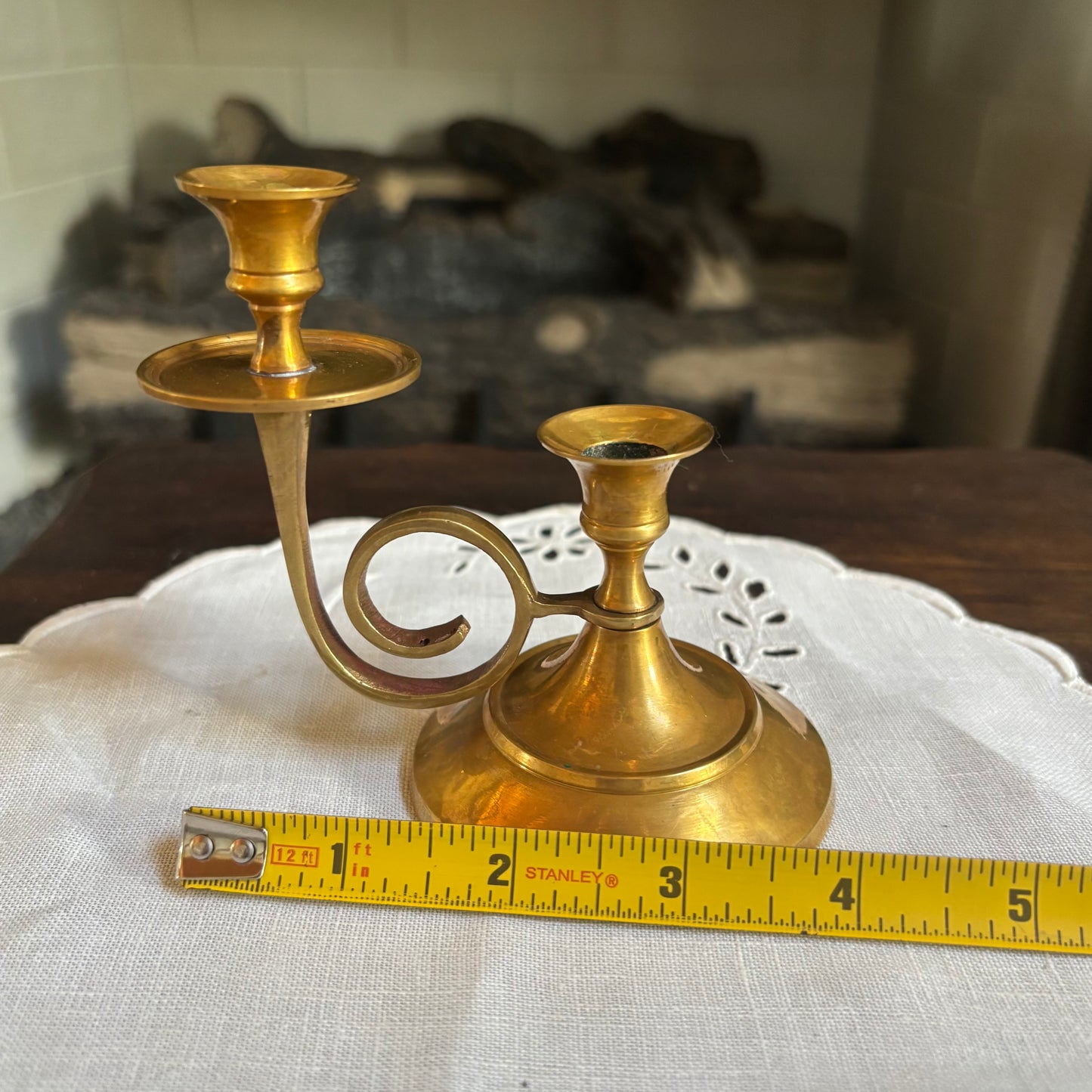 Vintage Delgif Brass Double Candlestick Holder - India