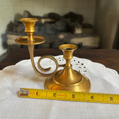 Vintage Delgif Brass Double Candlestick Holder - India