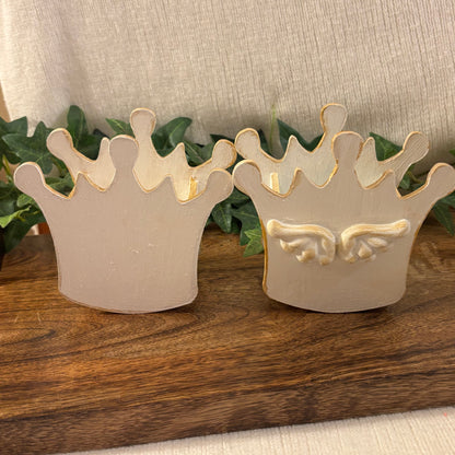 Crown Trinket Dish made of Wood Painted and Distressed with Gold Embellishments