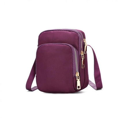 Purple Crossbody Vertical Nylon Bag