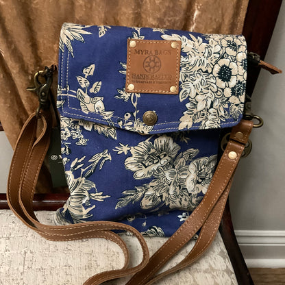 Myra Azure Bloom Crossbody Bag In Willow Blue