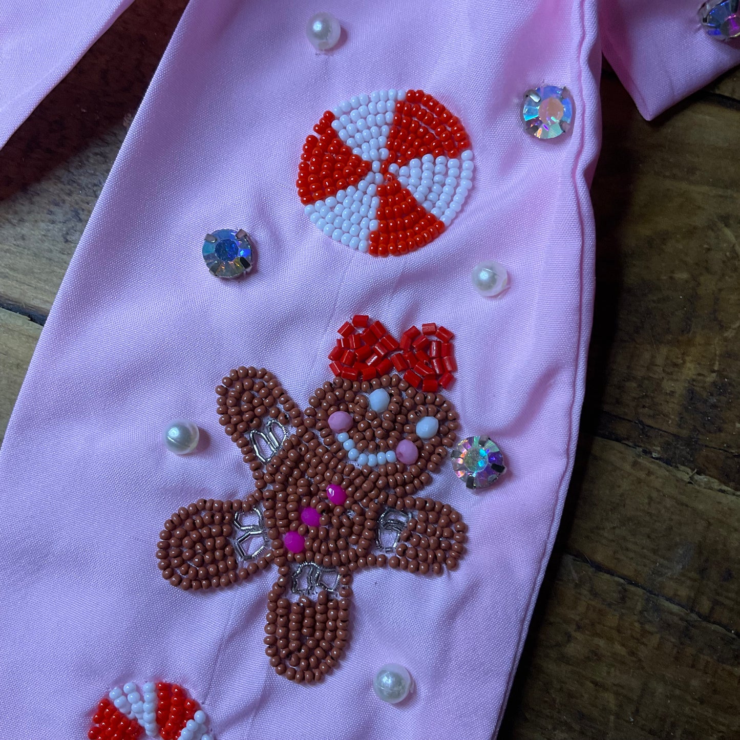 Christmas Hair Bow Featuring Seed Bead and Colored Stones