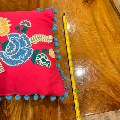 decorative embroidered floral throw pillow