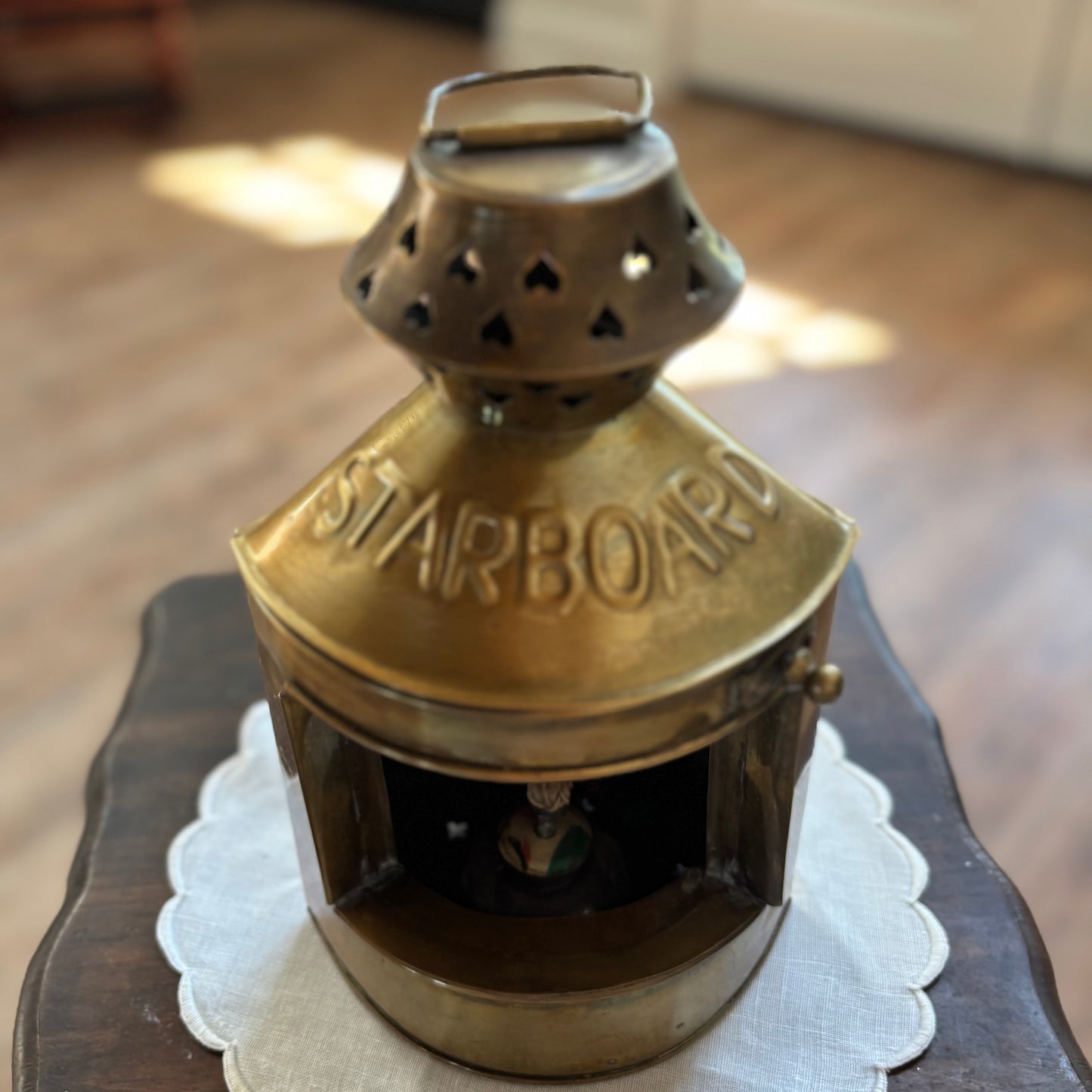 Vintage Brass Ship’s Lantern STARBOARD