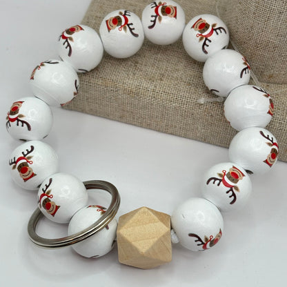 Christmas Wooden Beads Chunky Key Ring