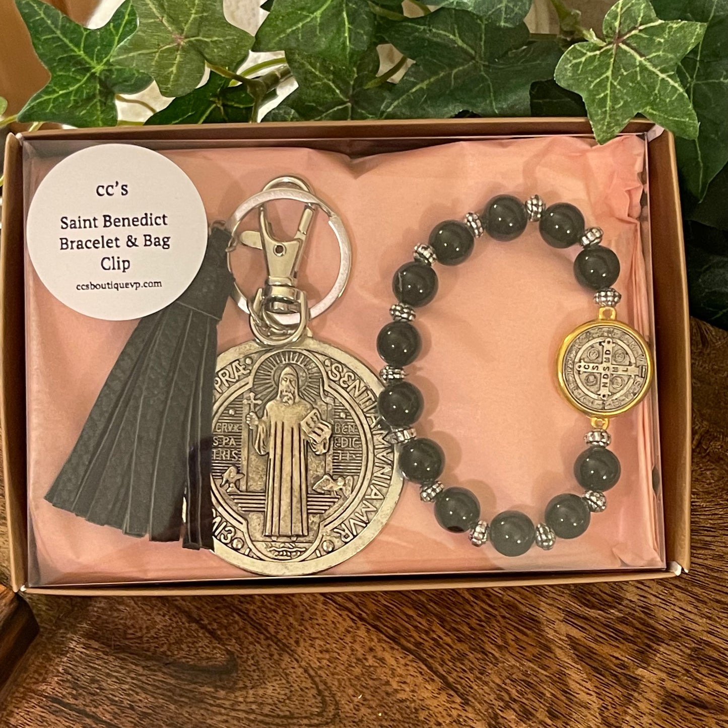 Saint Benedict Travel Clip and Bracelet Set