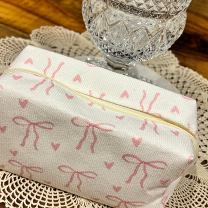 Cosmetic Bag Pink Bows and Hearts