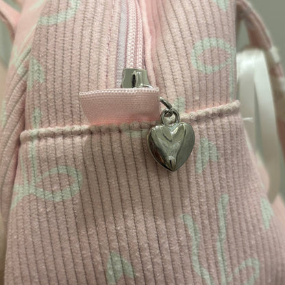 Pink Bag with White Bows Decorated with Ribbon and Pearls