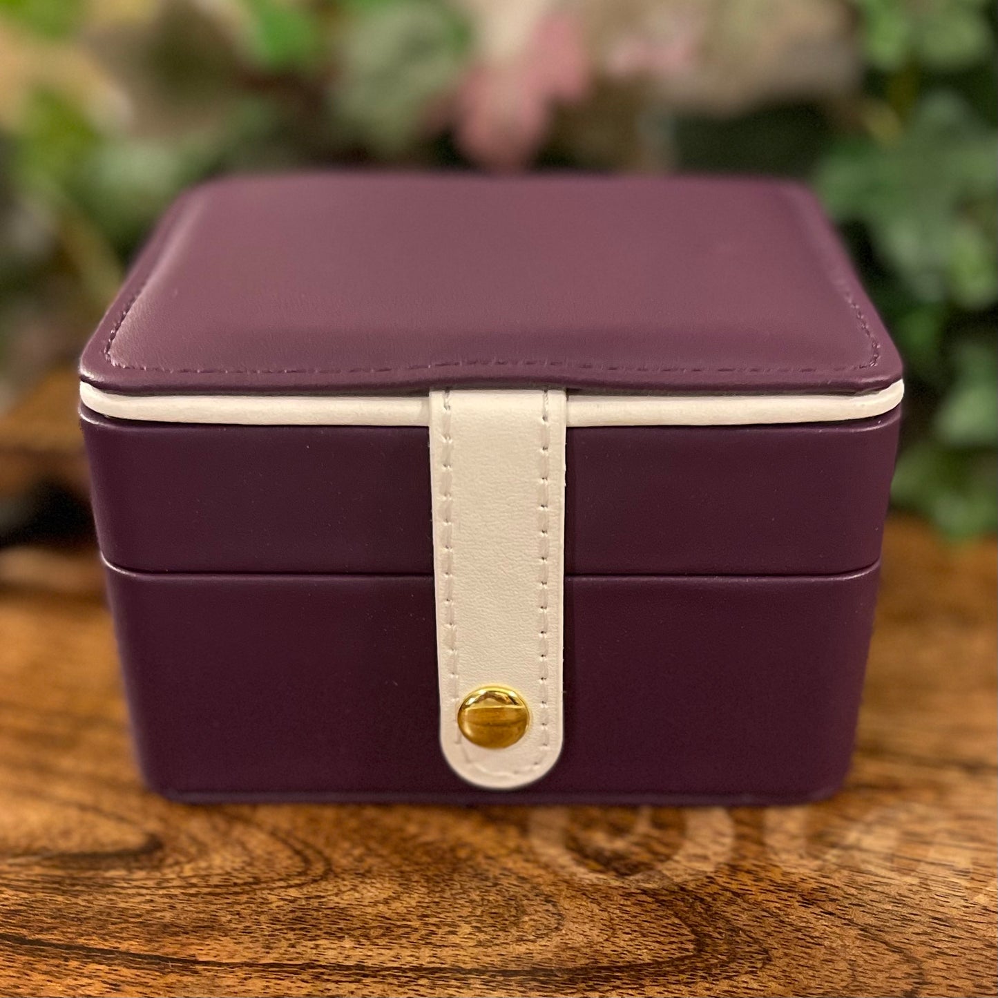 Travel Jewelry Box • Purple with White Trim
